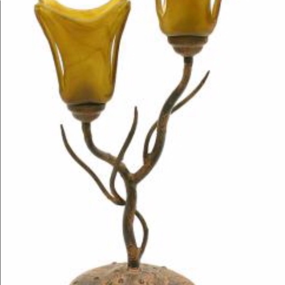 Double Table Lamp with Amber Glass Shades. - Picture 4 of 4